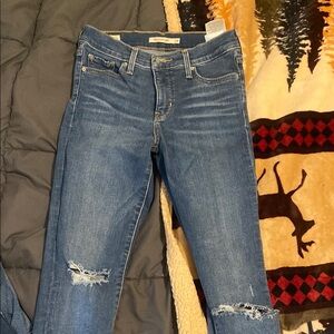 Levi's Blue Skinny Jeans with Distressed Details